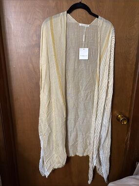 Do everything in love Yellow and White Striped Swim Coverup